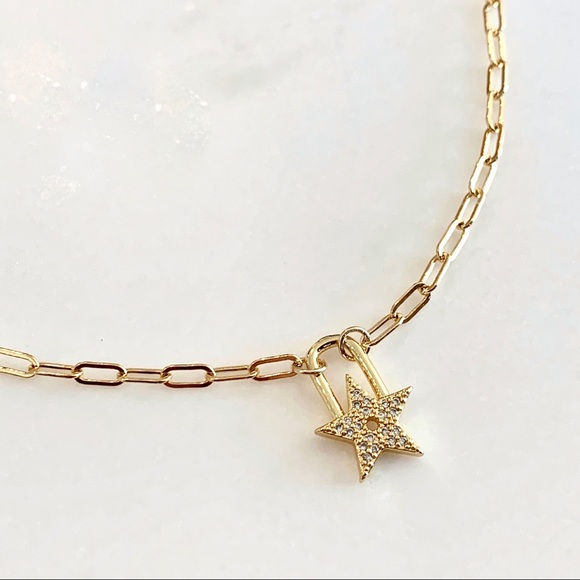 CZ Star Padlock Necklace - Picture 8 of 9